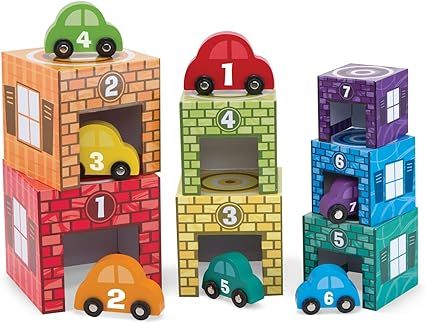 Melissa & Doug Nesting and Sorting Garages and Cars With 7 Graduated Garages and 7 Stackable Wood... | Amazon (US)