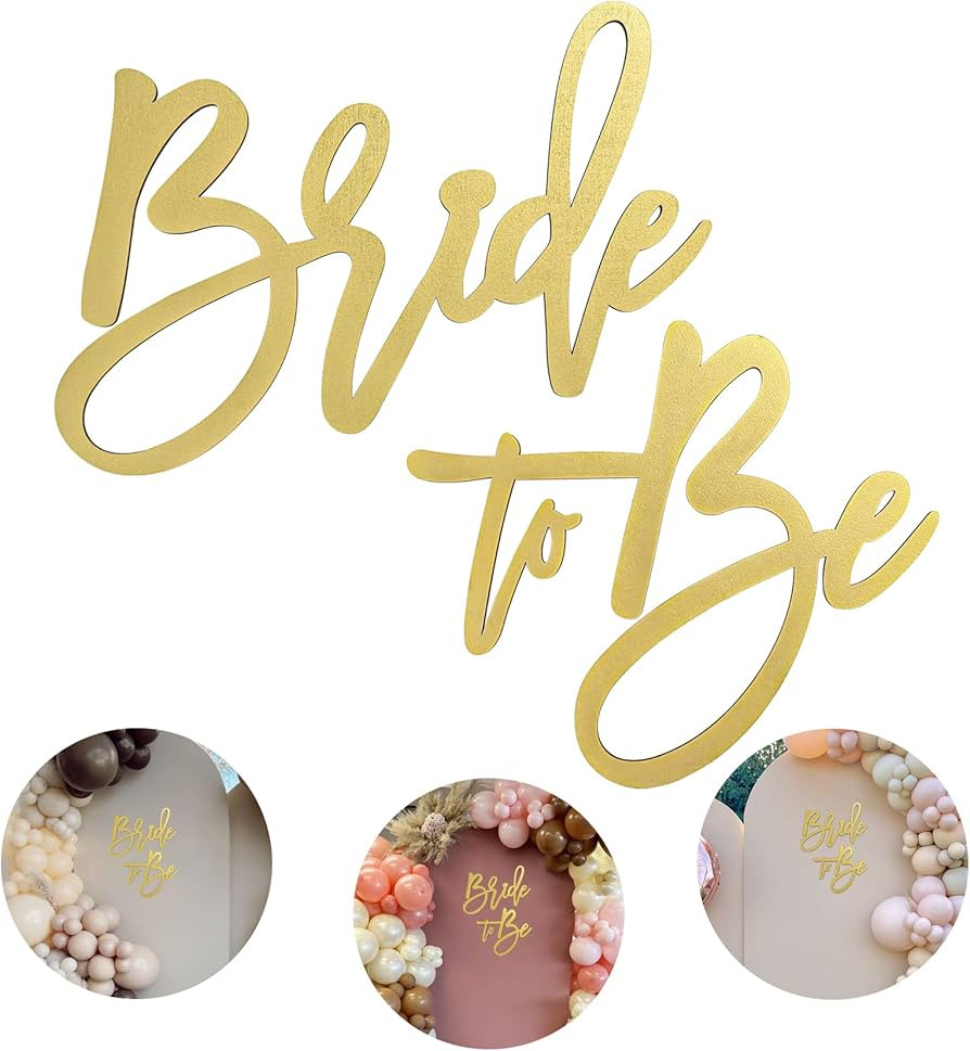 Wooden Bride To Be Sign with Gold Painted for Bachelorette Bridal Party Banner Bridal Shower Brid... | Amazon (US)