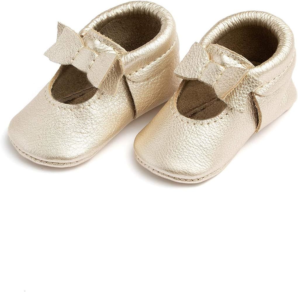 Freshly Picked - Soft Sole Leather Ballet Flat Bow Moccasins - Baby Girl Shoes - Infant Sizes 1-5... | Amazon (US)