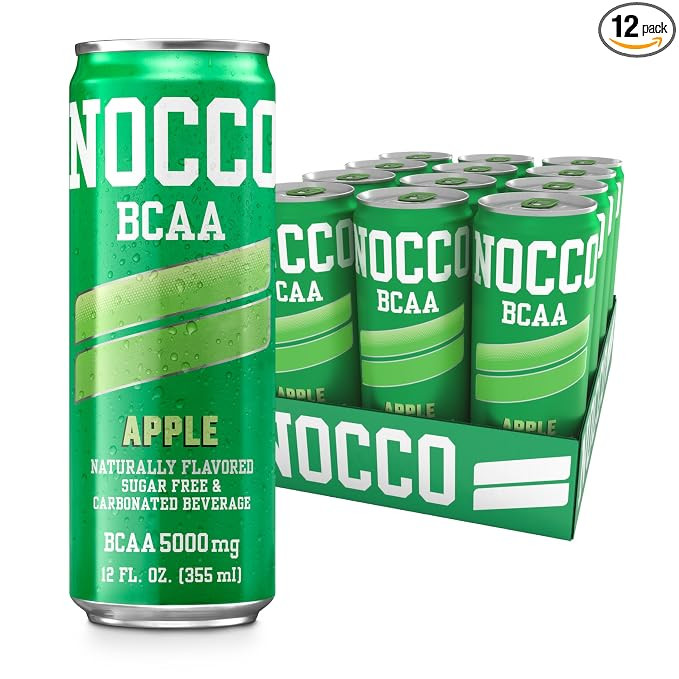 NOCCO Zero Sugar BCAA Drink, Apple - 12 Fl Oz (Pack of 12) - 0mg Caffeine, Sugar Free with Branch... | Amazon (US)