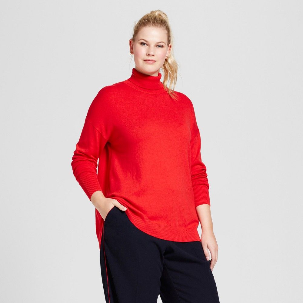 Women's Plus Size Turtleneck - A New Day Red 1X | Target