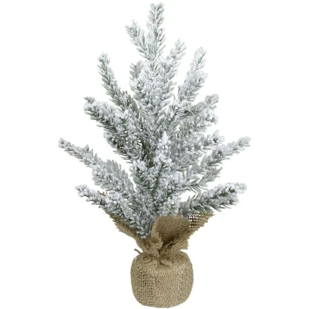 12" Unlit Artificial Flocked Mini Pine Christmas Tree with Jute Base | Walmart (US)