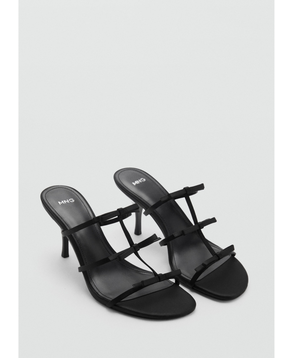 Mango Women's Strappy Heeled Bow Sandals - Black | Macy's