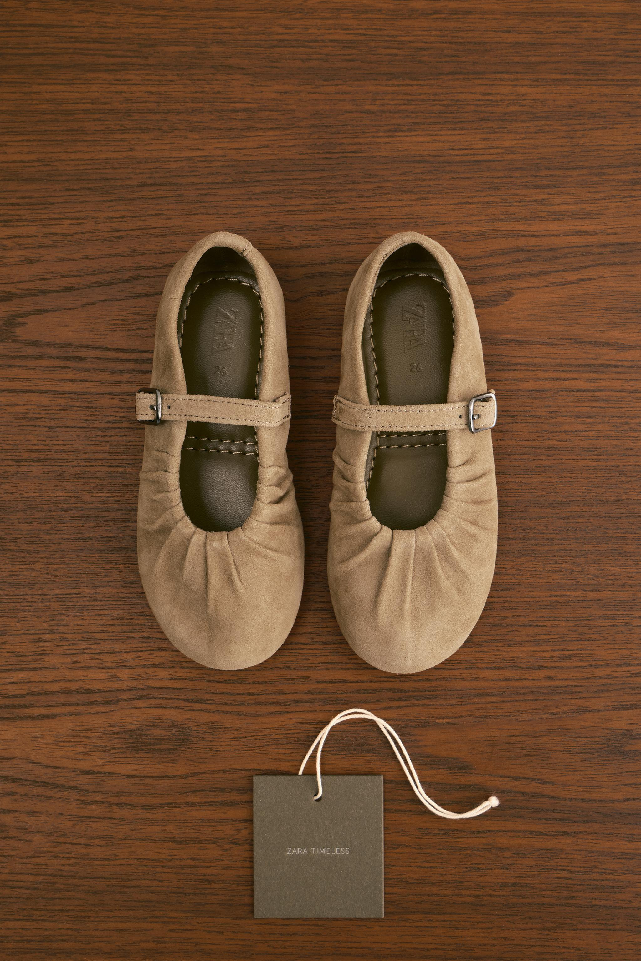 LEATHER BALLET FLATS | Zara US