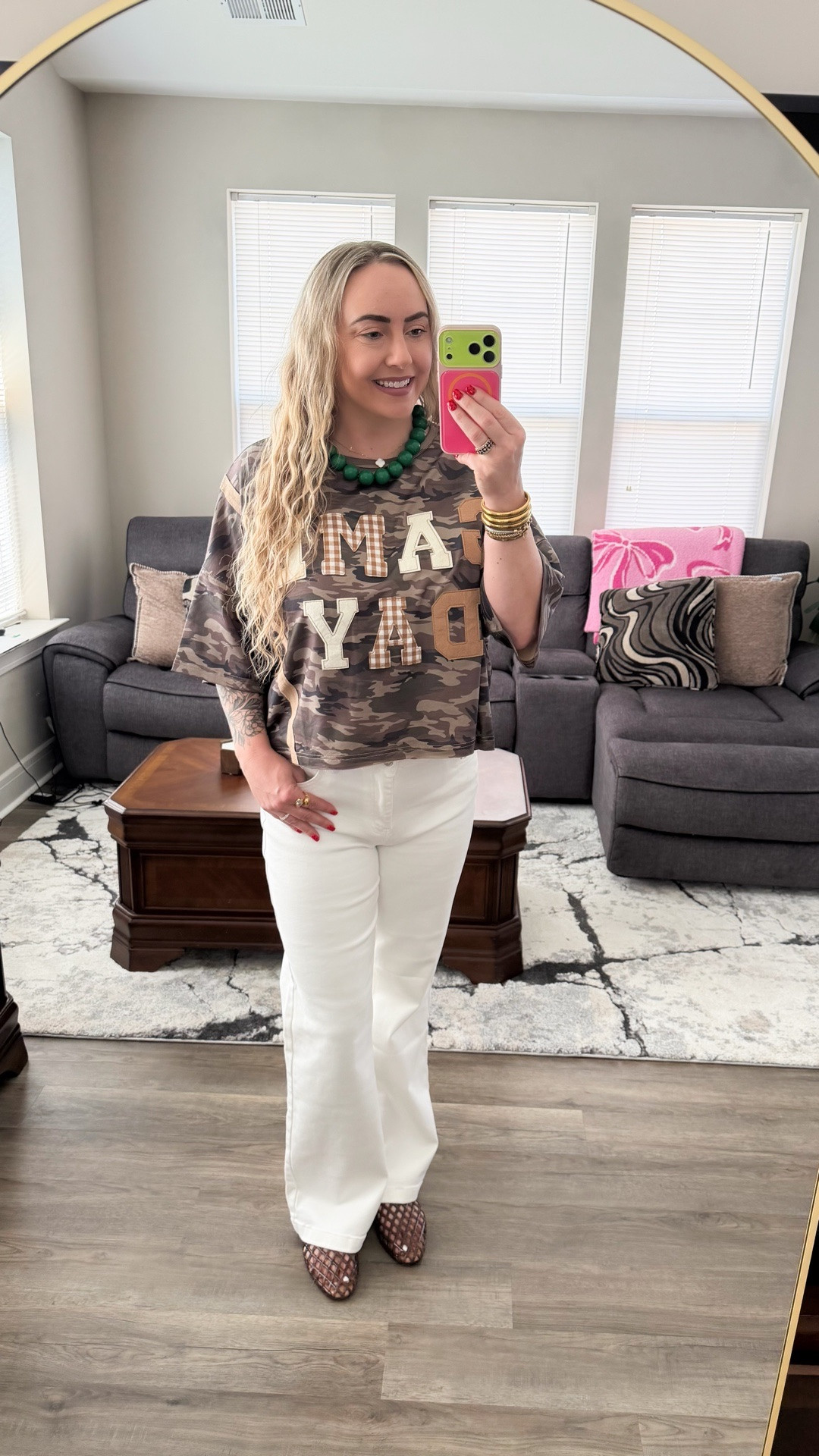 Kicking off my Game Day Fits series with a more neutral look, but you KNOW I had to add a pop of green for the Birds. 🦅💚

Camo + cream + a little Eagles green = the perfect game day combo.

Make sure you’re following me on LTK to shop all 5 of my game day looks this week! 🏈✨

Top @shopwillowtree 
Necklace @walkerroseboutique 

#GameDayOutfit #GameDayStyle #EaglesOutfit #PhiladelphiaEagles #GameDayFit FootballFashion OOTD FallOutfitInspo

#LTKootd #LTKstorytime #LTKTall