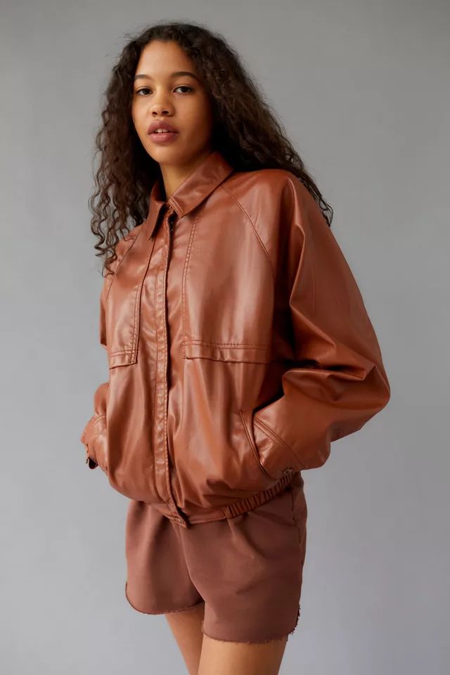 UO Beverly Faux Leather Dolman Sleeve Jacket | Urban Outfitters (US and RoW)