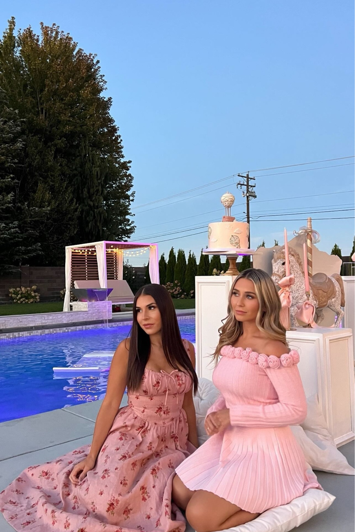 Pink top off the shoulder with rose detail. Bali’s linen dress. Reformation dress 

#LTKU #LTKSeasonal #LTKCon