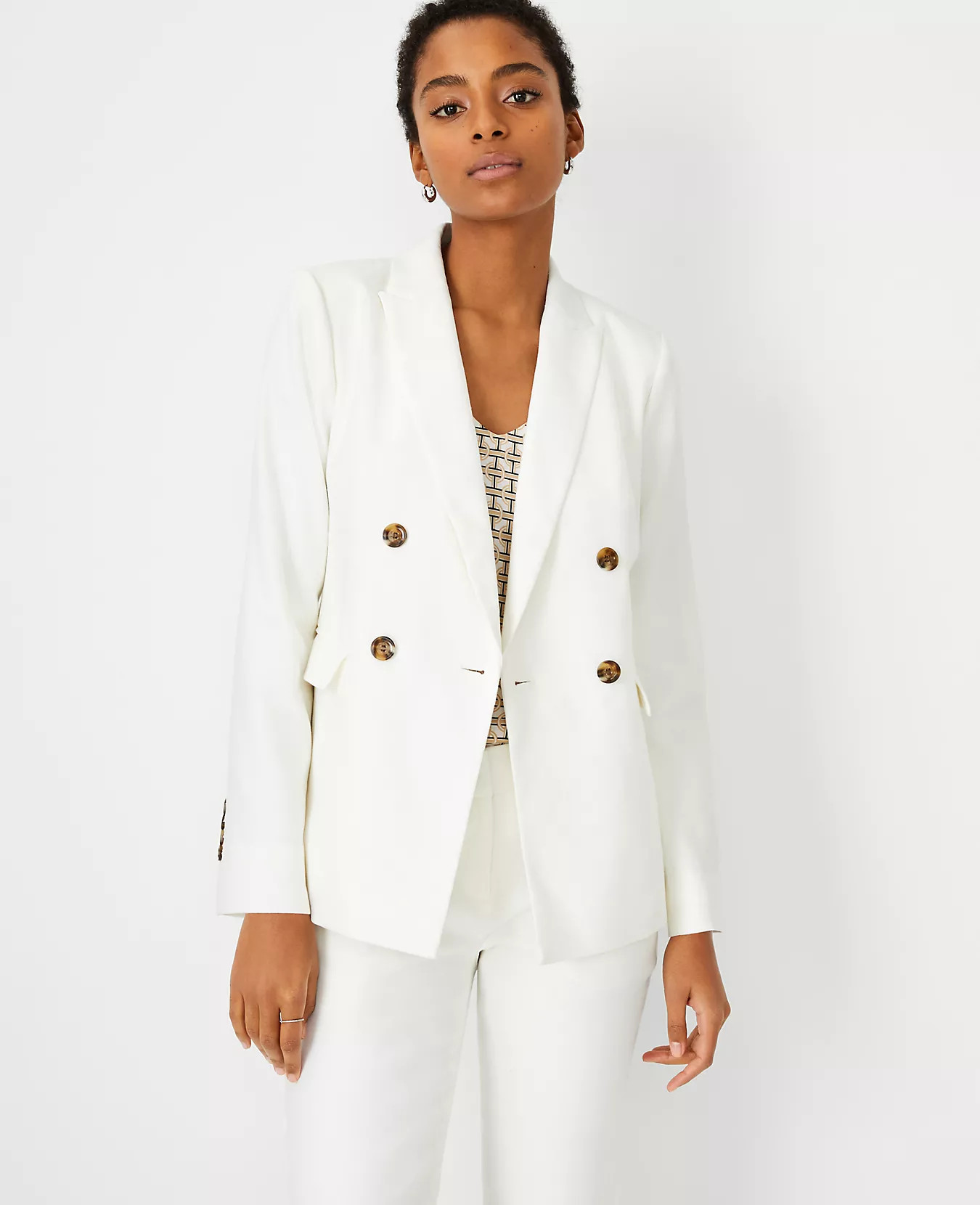 The Double Breasted Blazer In Linen Herringbone | Ann Taylor | Ann Taylor (US)