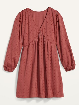 Puff-Sleeve Clip-Dot Mini Swing Dress for Women | Old Navy (US)
