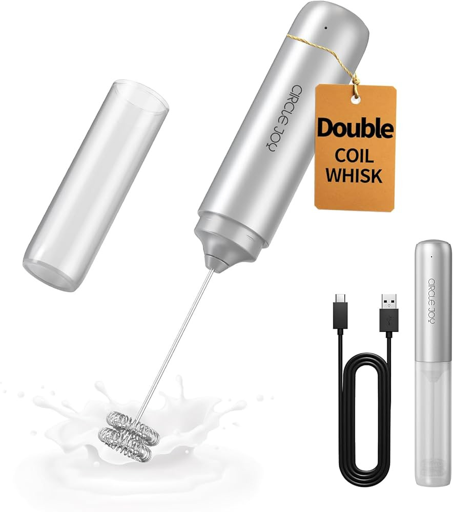 CIRCLE JOY Rechargeable Milk Frother Hanheld, Dual Coil Whisk Head Electric Coffee Frother, Porta... | Amazon (US)