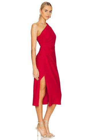 Line & Dot Mia Midi Dress in Scarlet Red from Revolve.com | Revolve Clothing (Global)