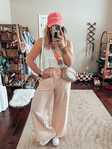 Amazon Free People look for less! 
This top and striped pant are both so cute! Love the fit and how comfy they both are! 👏🏼🥰
• Top and pants are both size medium 
• I size down in Vans 
• SAVE with code MANDIE on watchband 
Looks for less, summer outfit 


#LTKStyleTip #LTKFindsUnder50 #LTKOver40