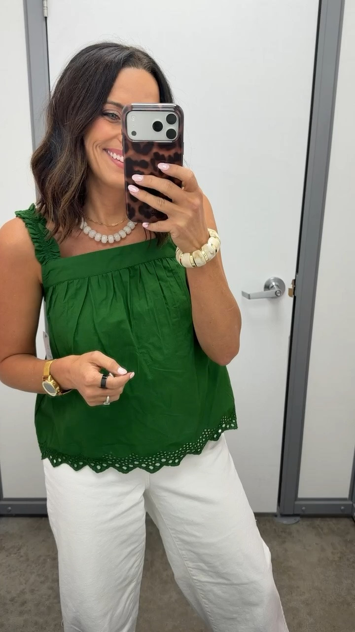 This Walmart top is such a pretty little pop of green — easy with white denim and perfect for summer. Wearing size XS. #walmartfinds #walmartfashion #ltkfinds #summeroutfit #affordablefashion #walmartstyle #summerstyle
