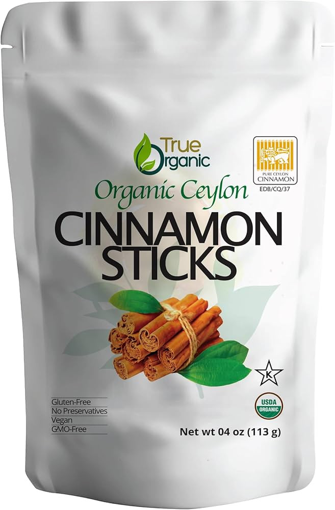 True Organic Ceylon Cinnamon Sticks, 04 Ounces, USDA Organic & Kosher Certified, Non-GMO, Ceylon ... | Amazon (US)