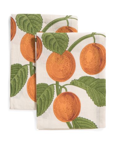 Set Of 2 Cotton Apricot Flour Sack Kitchen Towels | TJ Maxx