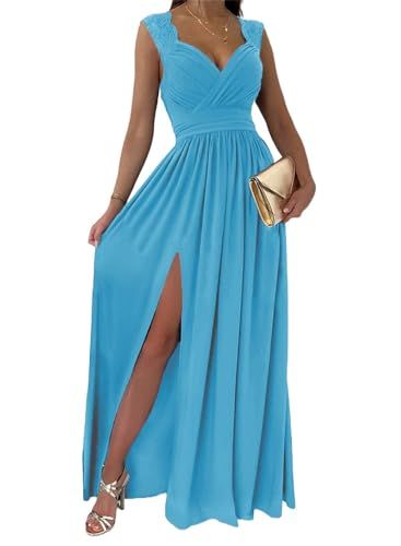 Dokotoo Womens 2024 Formal Dresses Wrap V-Neck Ruched Sexy Bridesmaid Wedding Guest Maxi Dresses | Amazon (US)