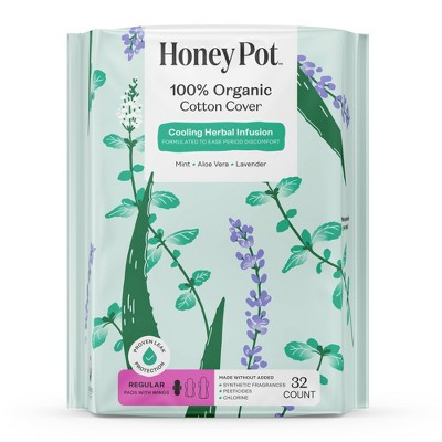 Honey Pot 100% Organic Cotton Cover Cooling Regular Pad - 32 ct | Target