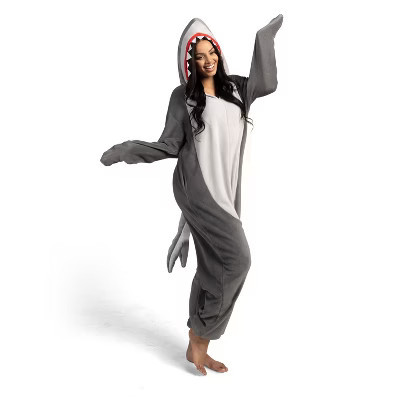 Joyfy Adult Shark Costume, Hooded Shark Pajama Jumpsuit for Halloween & Cosplay Parties - S | Target