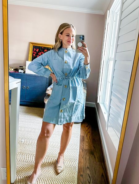 This Chambray Crosby Dress by Tuckernuck is everything I hoped it would be. The waist is adjustable for a perfect fit (and maternity friendly), the fabric is lightweight but a great fall color/texture, and it comes in 3 colors. The fit is true to size. I’d say this is a perfect office dress, workwear outfit, or anything casual as well. #workwear #office

#LTKSeasonal #LTKworkwear #LTKstyletip