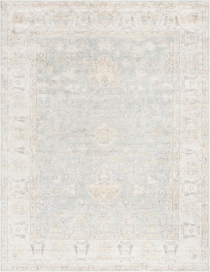 SAFAVIEH Maharaja Collection 8' x 10' Light Blue/Ivory MHJ415A Hand-Knotted Traditional Premium V... | Amazon (US)