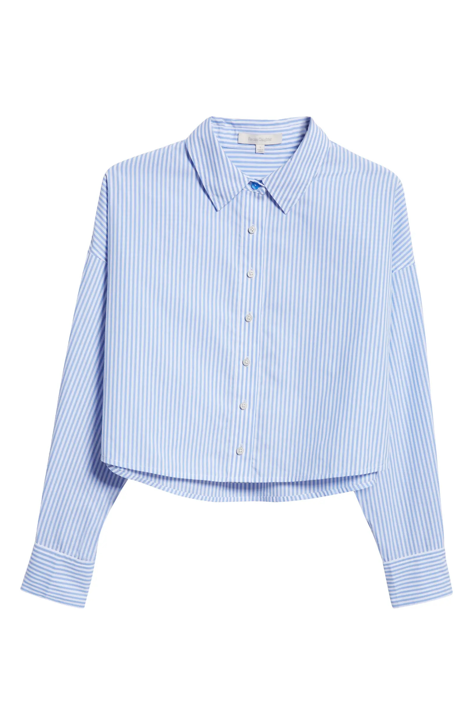 Favorite Daughter The Crop Stripe Cotton Button-Up Shirt | Nordstrom | Nordstrom