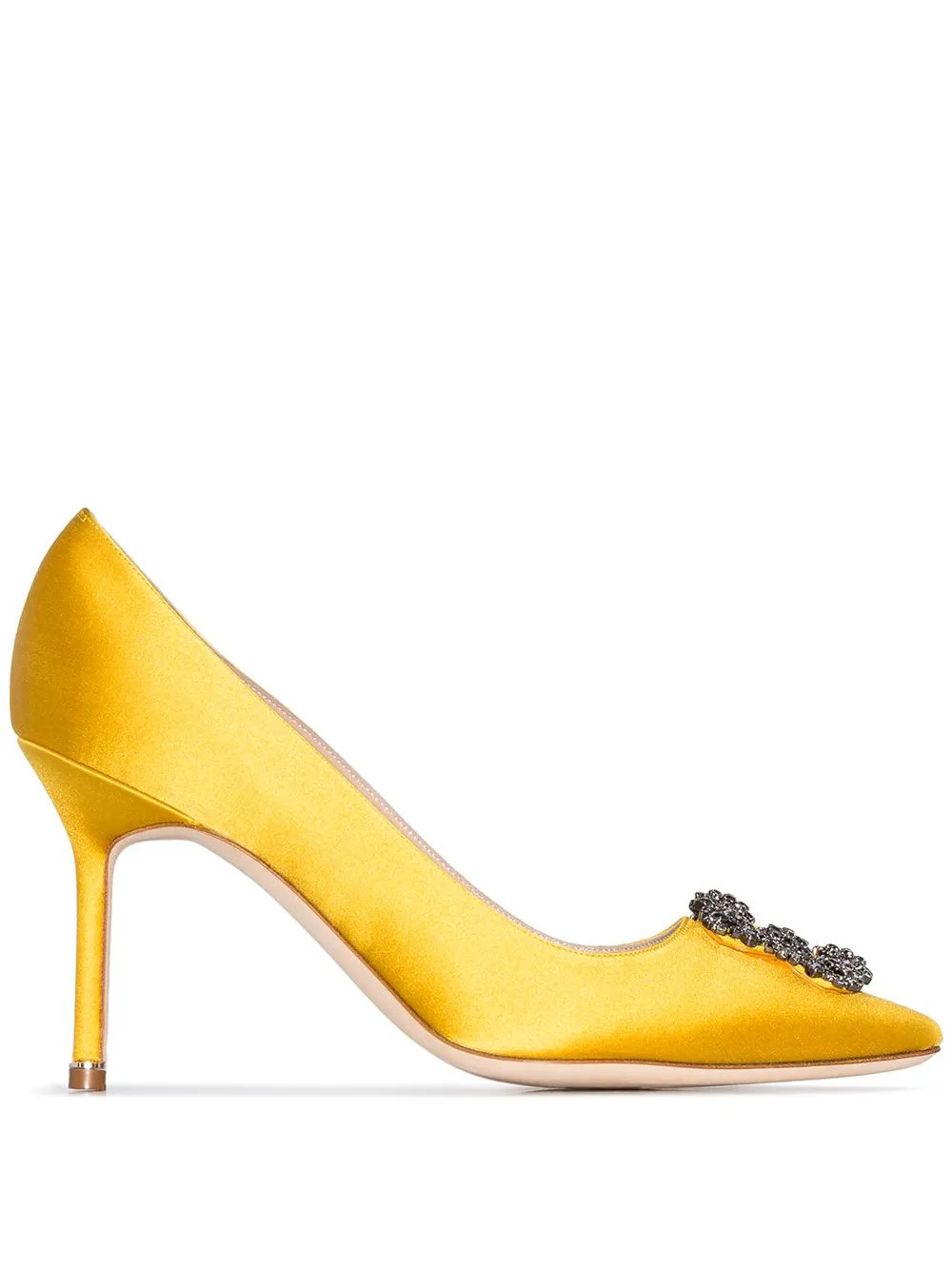 Manolo Blahnik Hangisi 90mm Appliqué Satin Pumps - Farfetch | Farfetch Global