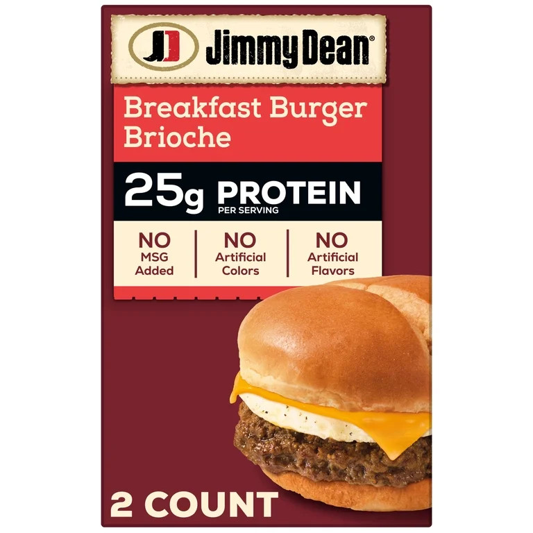 Jimmy Dean Protein Breakfast, Burger, Egg, Cheese Brioche, Fully Cooked Frozen Sandwiches, 2 Coun... | Walmart (US)