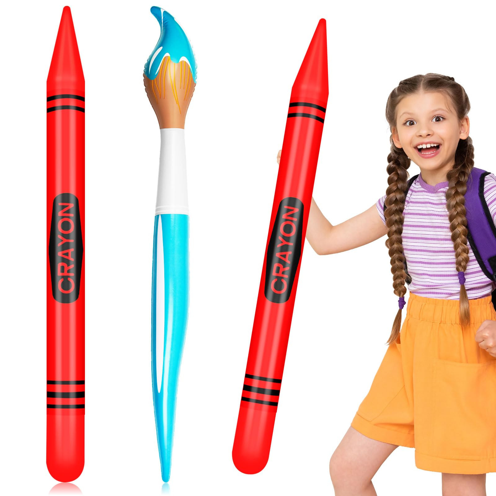 2 Pcs Inflatable Giant Paint Brush Balloons with Crayon Balloons Set for Back to School Party Dec... | Amazon (US)