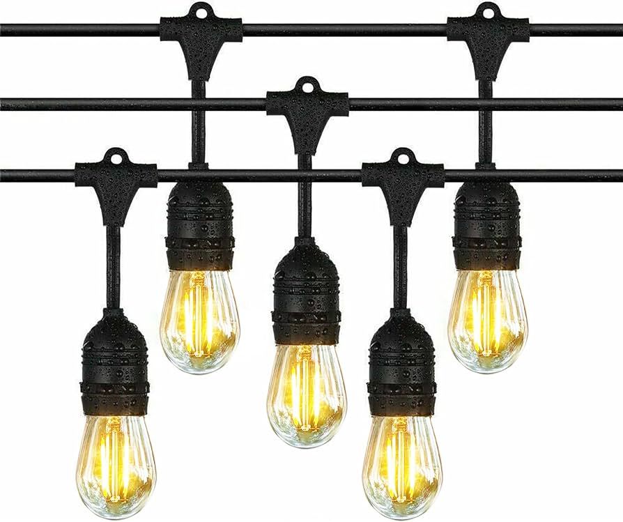 NIOSTA 24Ft Outdoor Hanging String Lights with 12 Dimmable LED Vintage Bulbs Commercial Grade Wea... | Amazon (US)
