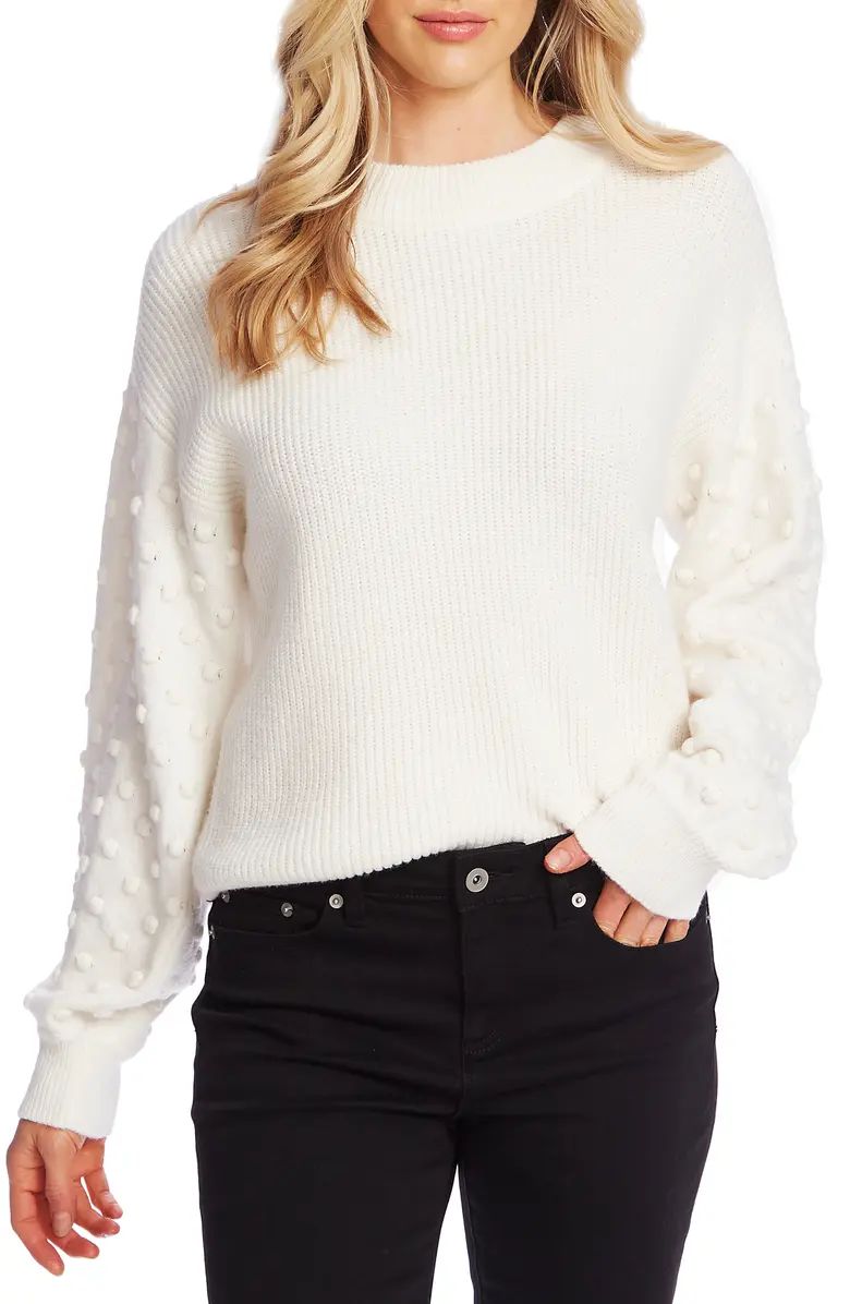 Puff Sleeve Bobble Ribbed Sweater | Nordstrom