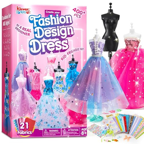 Klever Kits 400+PCS Fashion Design Crafts for Kids, Art and Crafts, DIY Sewing Kits with 3 Mannequins for Girls Aged 8-12, Birthday Presents, Toys for Kids | Amazon (US)