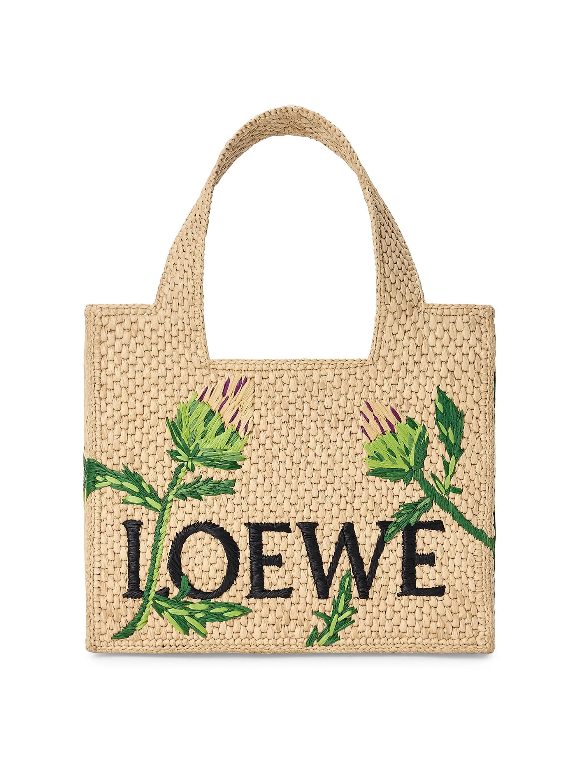 LOEWE LOEWE x Paula's Ibiza Font Small Logo Raffia Tote Bag | Saks Fifth Avenue | Saks Fifth Avenue
