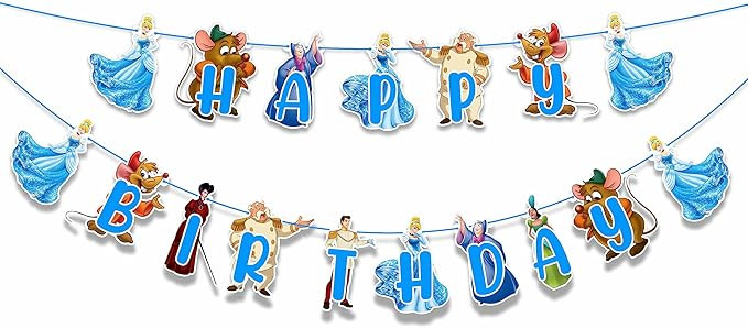 Seyal® Cinderela Happy Birthday Banner | Amazon (US)