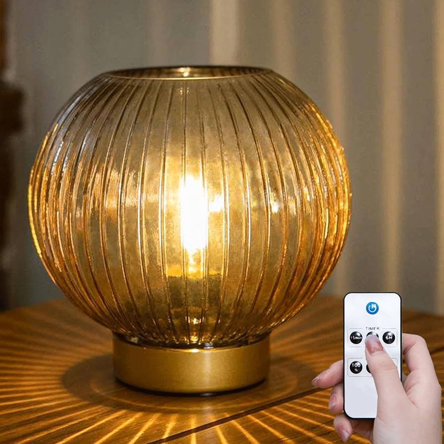 Battery Operated Lamp with Remote Control,Battery Powered Table Lamps with Timer&Replaceable LED ... | Amazon (US)