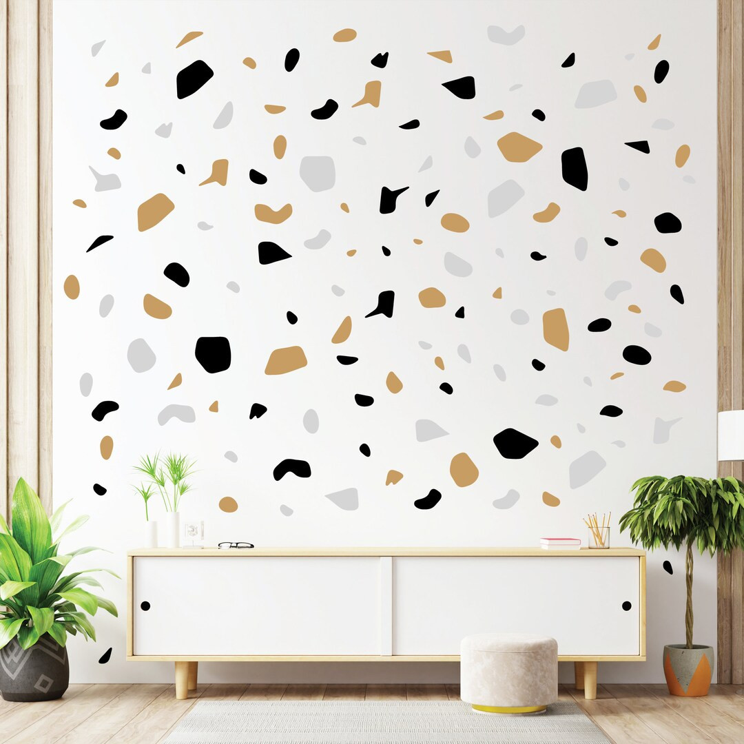 Terrazzo Decal Set Decorative Pattern Wall Art Decor Sticker, Focal Wall Mural Sticker Design, Ki... | Etsy (US)