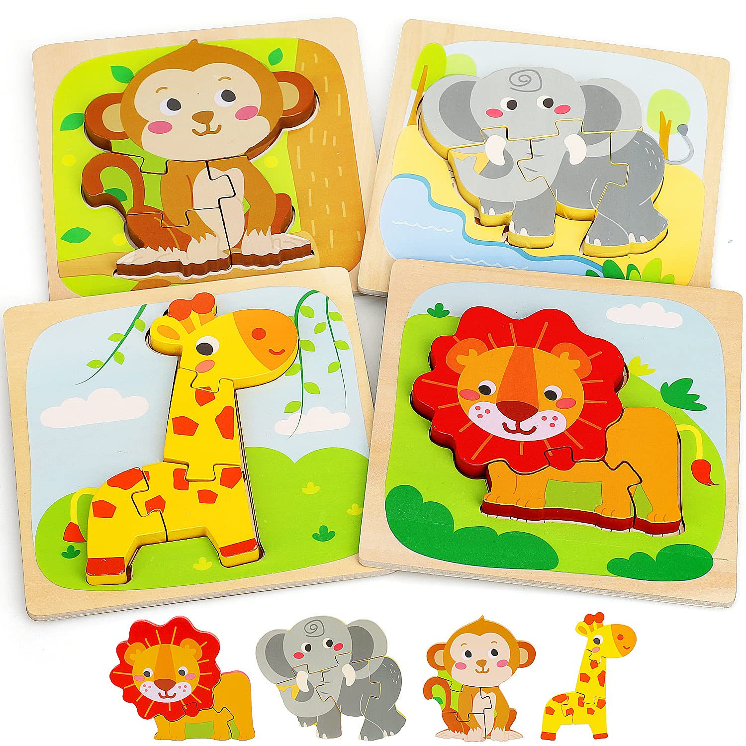 TOY Life Wooden Toddler Puzzles for 1-3, Montessori Toys for 1 2 3 Year Old, Animals Puzzles for ... | Amazon (US)