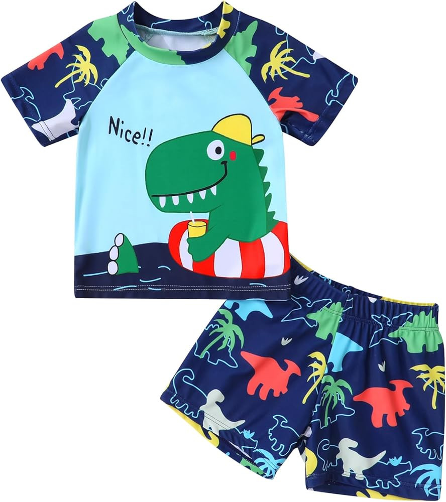 Toddler Baby Boy Rash Guard Swimsuit Cartoon Sea Animal Printings Two Pieces Swimwear Kids Bathin... | Amazon (US)