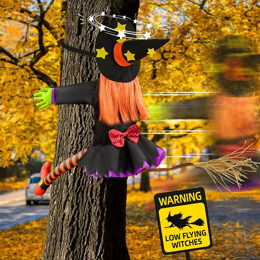 Halloween Decorations Outdoor Crashing Witch: 44'' Flying Crashed Witches Hanging into Tree - Hal... | Amazon (US)