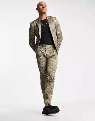 ASOS DESIGN skinny suit in brown floral print | ASOS | ASOS (Global)