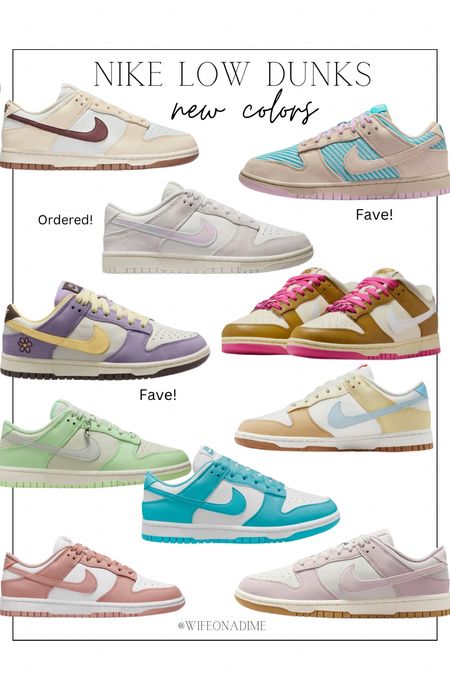 Nike low dunks in new colors! I love all the fun color options and am trying to not order more than one pair lol!!! These Nikes are so cute for summer. 

#LTKGiftGuide #LTKshoecrush #LTKFestival