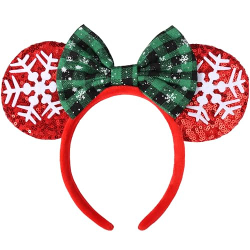 ETLUK Christmas Ears, Christmas Mouse Ears for Women Adult Girls Boys, Christmas Headbands for Theme Park Trips, Christmas Party and Events, Christmas Accessories (Snowflake) | Amazon (US)