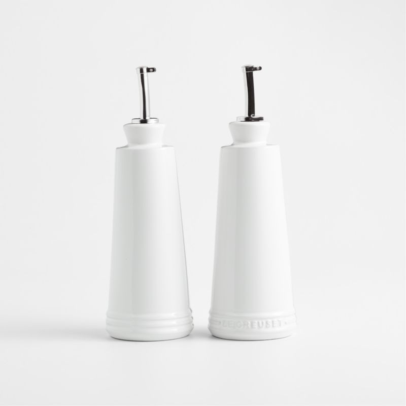 Le Creuset White Oil and Vinegar Cruet Set + Reviews | Crate & Barrel | Crate & Barrel
