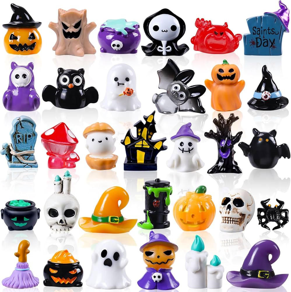 32pcs Halloween Mini Resin Figures 32 Styles Tiny Resin Animals Little Small Figures to Hide Pump... | Amazon (US)