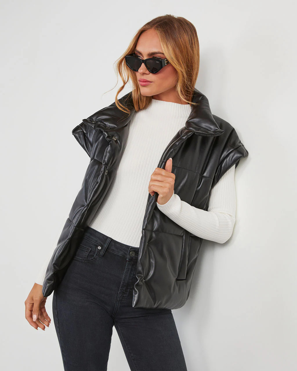 Onward Faux Leather Puffer Vest | VICI