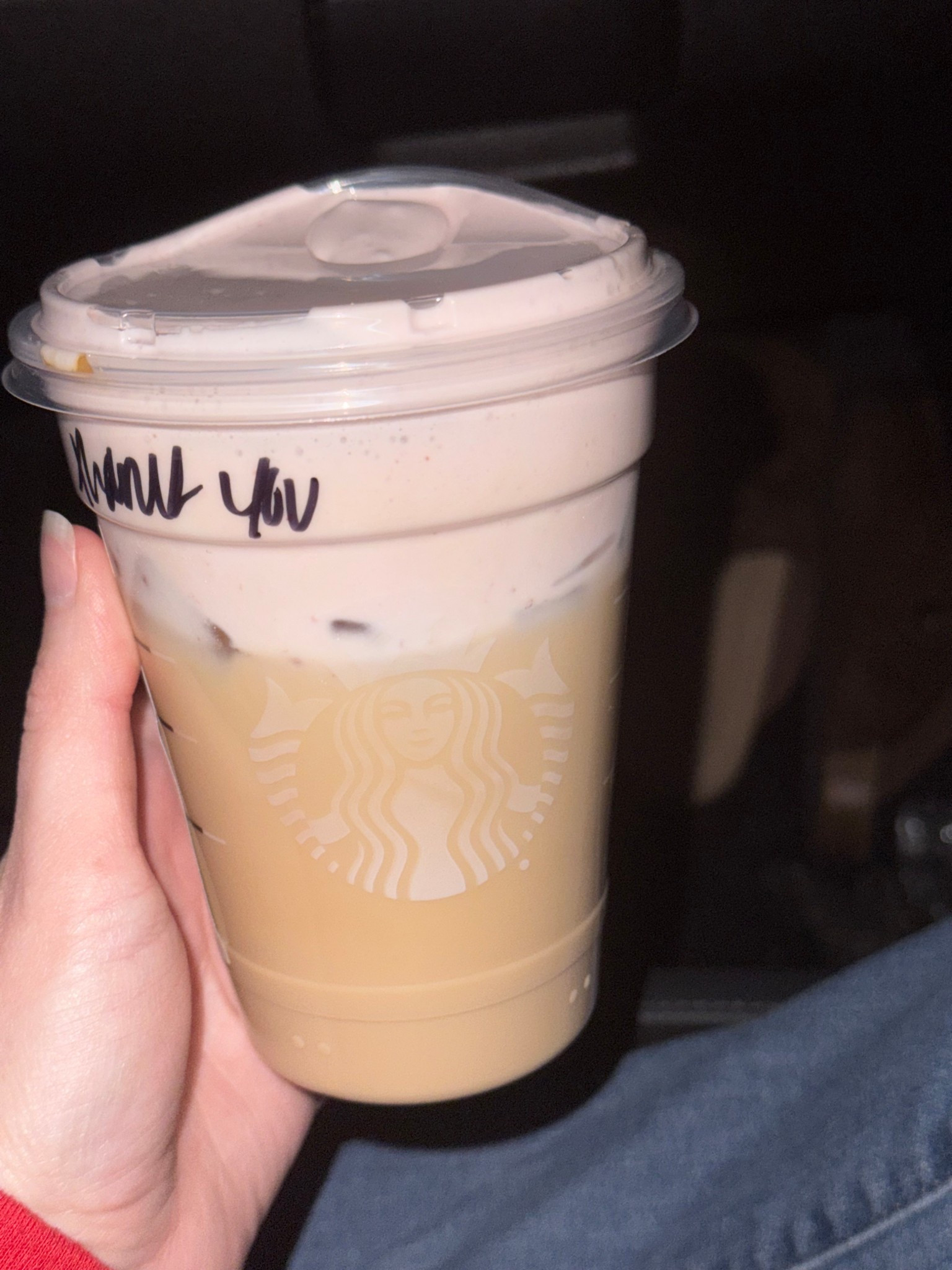 Iced white chocolate mocha with white chocolate strawberry cold crème 🍓  

#LTKmomlife #LTKdayinmylife