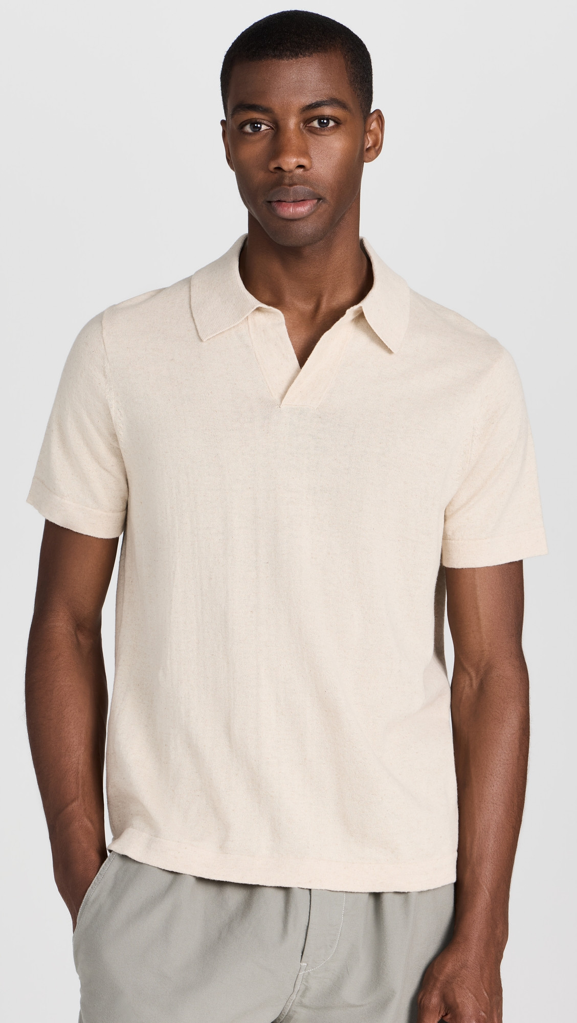 NN07 Ryan Cotton Linen Polo Oat L | Shopbop
