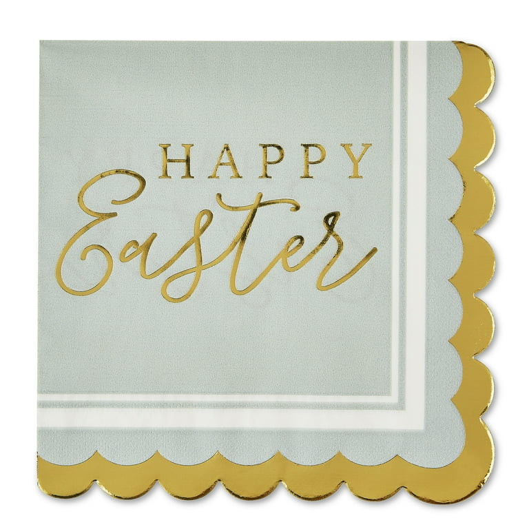 Happy Easter Lunch/Dessert Napkins, Gold Scallop Edge, Tissue,16 Count, by Way To Celebrate, Disp... | Walmart (US)