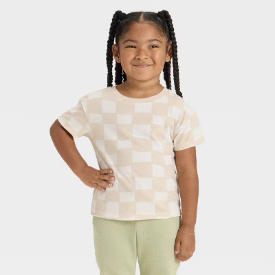 Toddler Girls' Short Sleeve Relaxed T-Shirt - Cat & Jack™ Beige 12M | Target