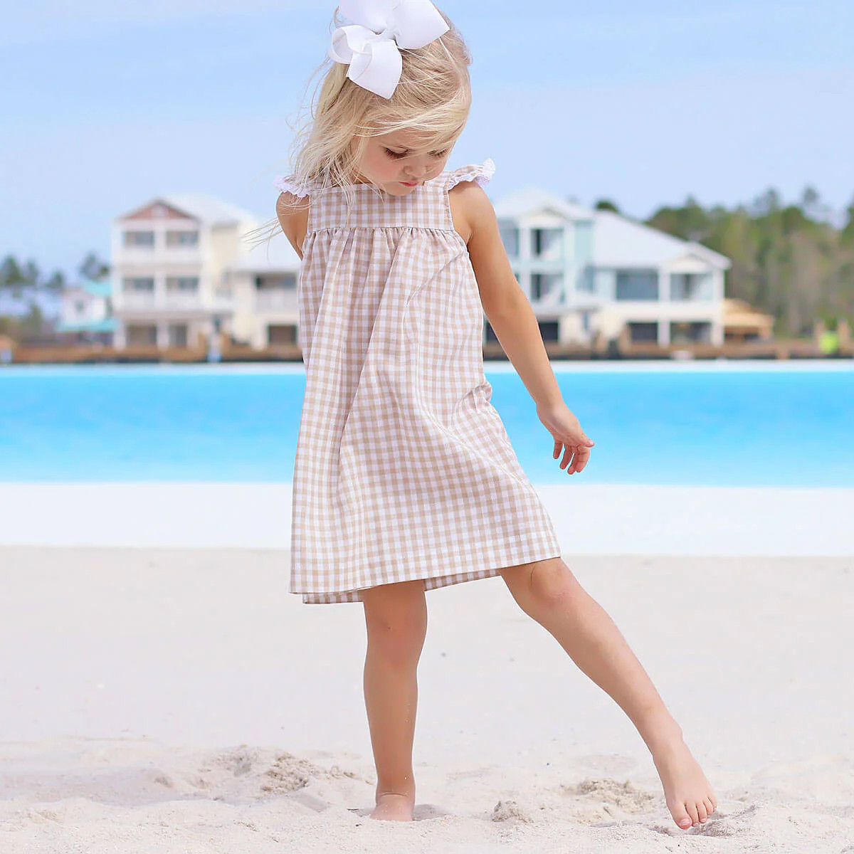 Khaki Gingham Amy Dress | Classic Whimsy