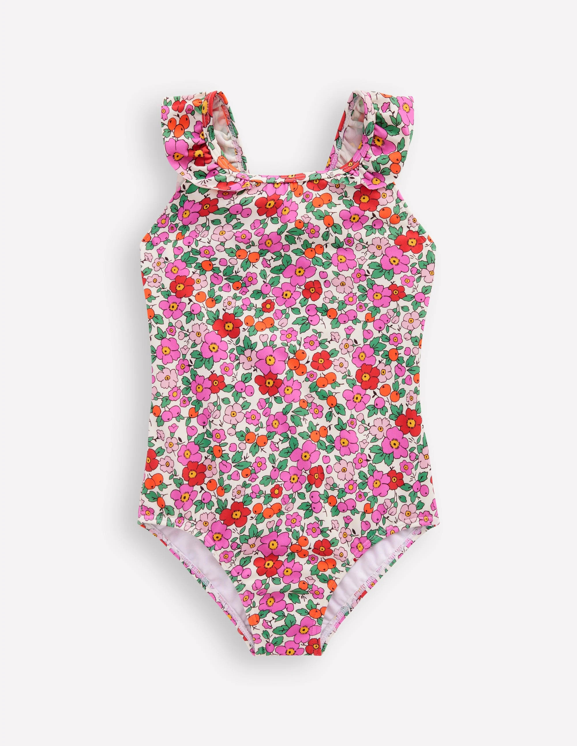 Hallie Frill Strap Swimsuit-PInk Apple Blossom Floral | Boden (US)